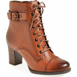 Clarks Jolissa Gypsum Lace Up Block Heel Boot